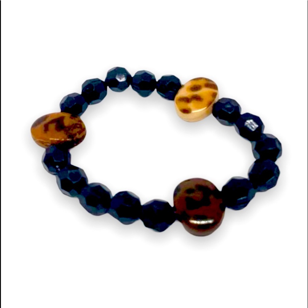 New Handmade New Black Brown Tan Cheetah Elastic Bracelet